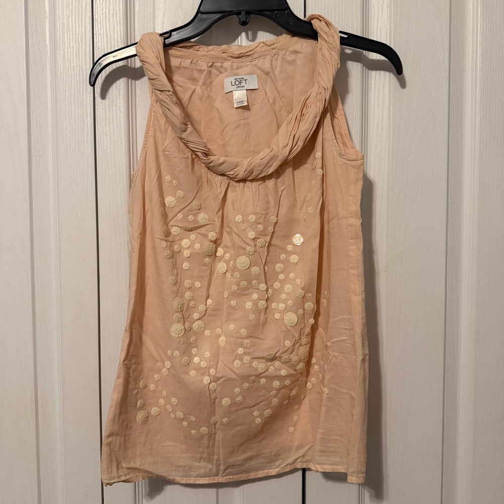 LOFT Peach Braided-Neck Sleeveless Camisole with Sequin Detail
